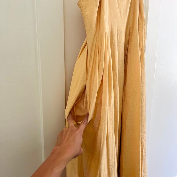 Madewell Yellow Pleated Midi Dress Women's Size 8 Style NL124 - Picture 8 of 11